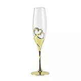 LNCHJUN Copa 2 Unids / Set Copas De Champán De Cristal Soporte De Metal Dorado Flautas Copa De Vino Partido Combinación Perfecta (Color: Transparente, Tamaño: 26x6.5cm)